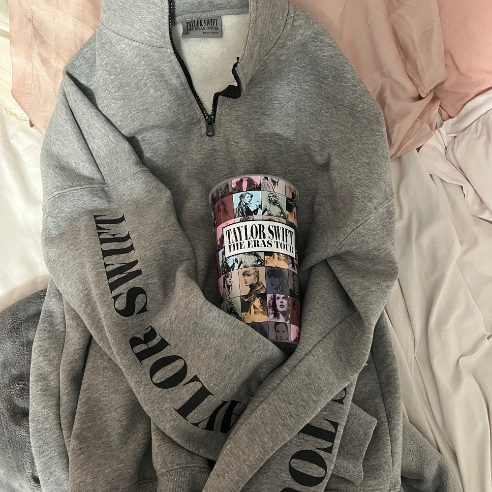 Taylor Swift Eras Tour quarter zip and movie cup
